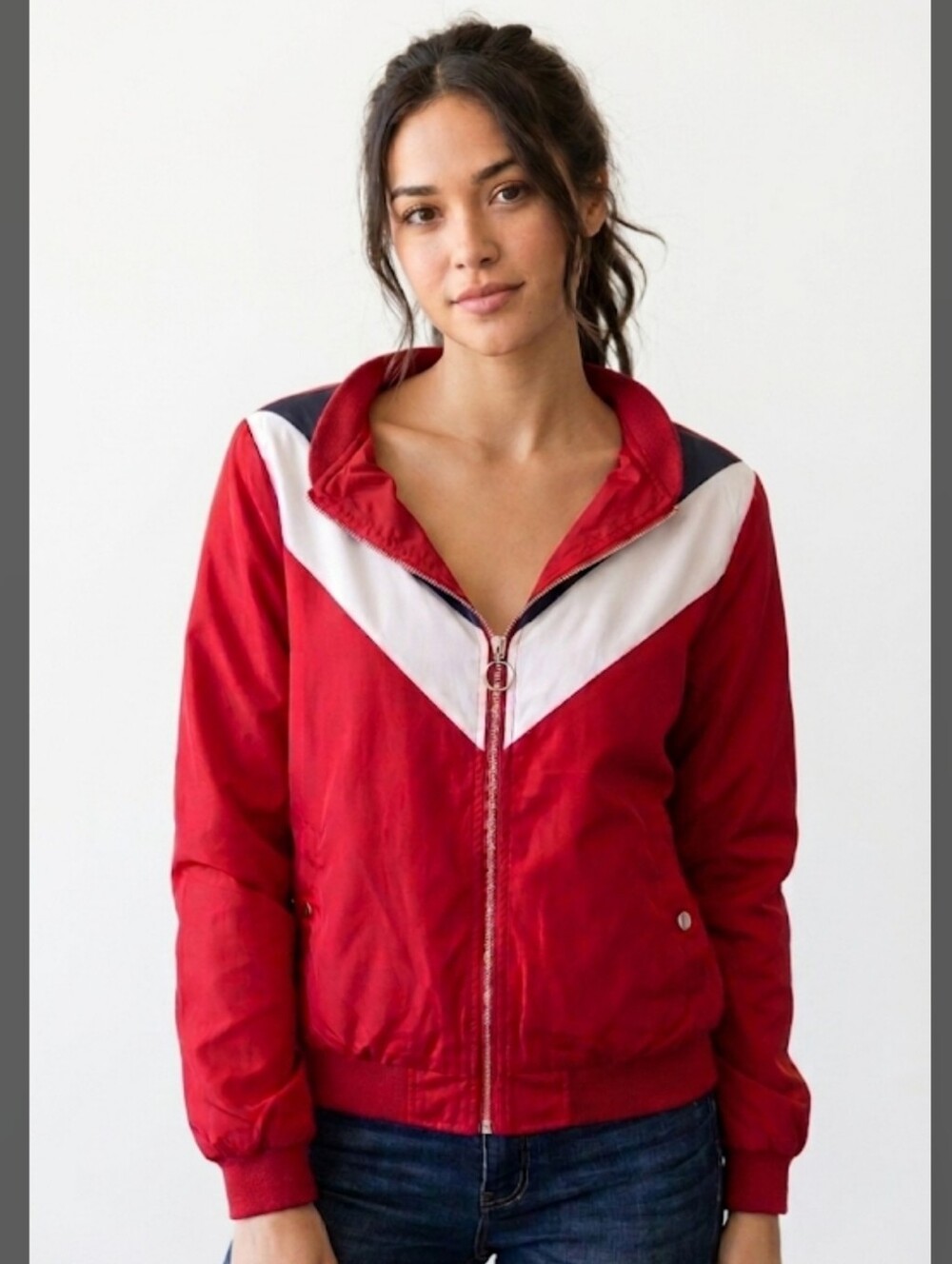 Outer Edge Retro Colorblock Windbreaker Zip Jacket - Size XL